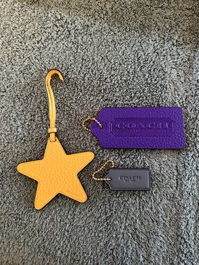 Coach Hang Tags Leather- Yellow Star, Oversized Purple  & Mini Blue